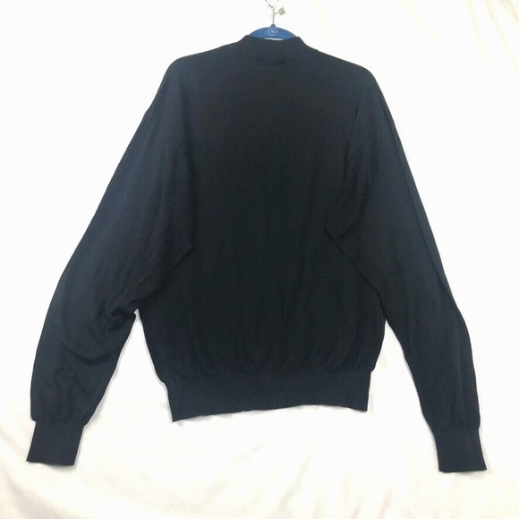Men's Pullover Silk Cotton Blend Knit Sweater Baracuta Ribbed Neck Black Sz XXL - Picture 2 of 6